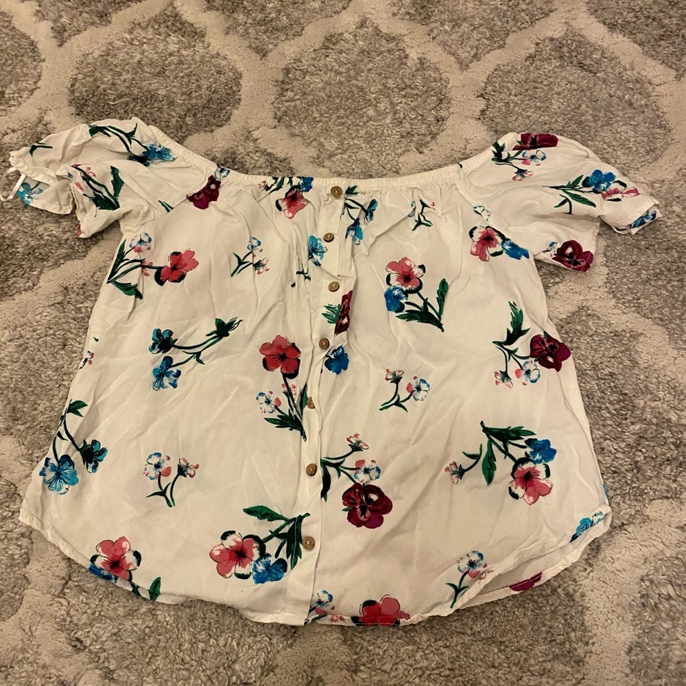 On or off the shoulder flower blouse